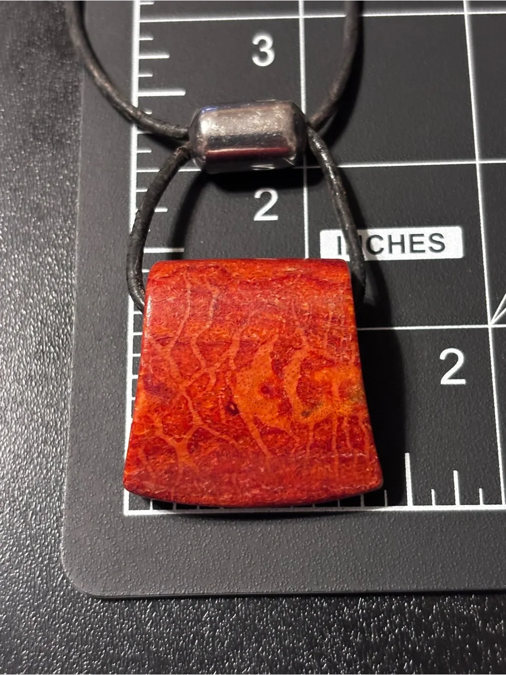 Silpada Coral “Cardinal Rule”  Red Pendant Necklace Boho Beach Distressed Surfer